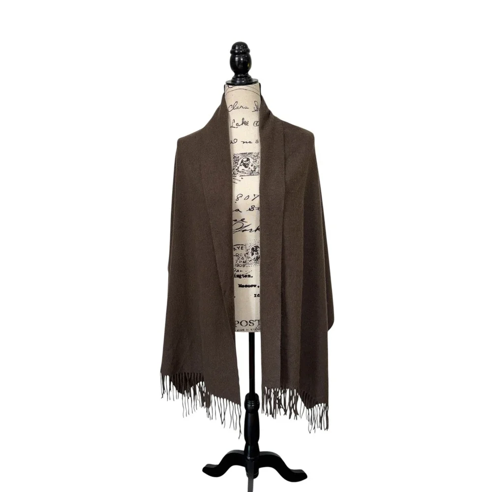 Country Field Tradition Brown Solid Wool Wrap Scarf, OS